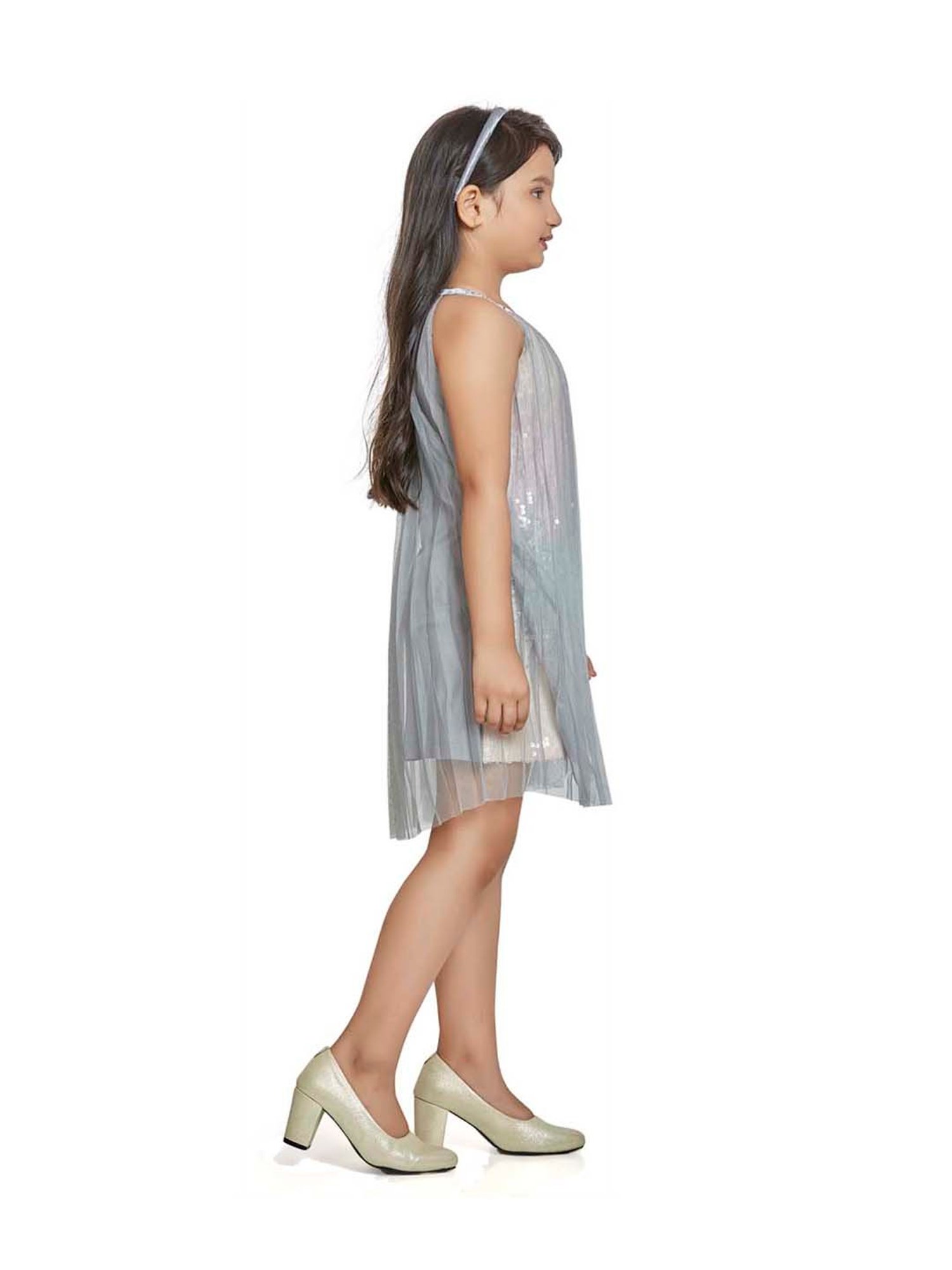 Peppermint Kids Grey Sequence Dress