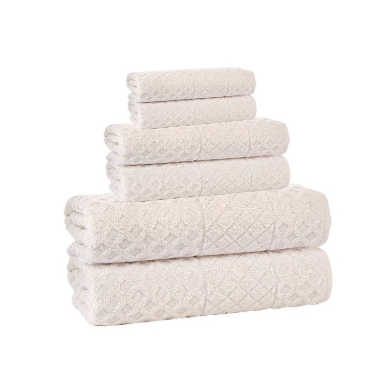 6pc Glossy Turkish Cotton Bath Towel Set Off White - Enchante Home