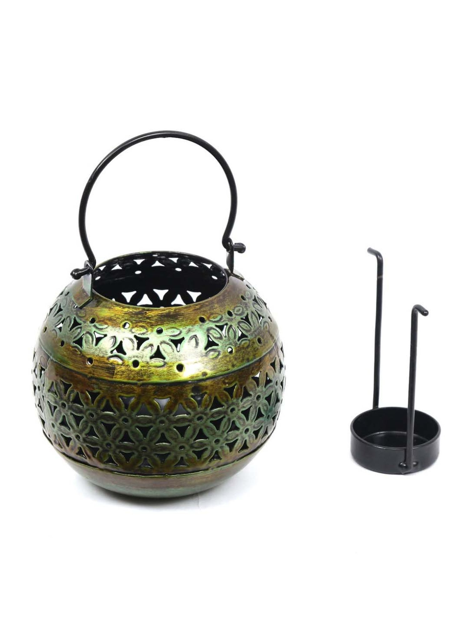 Artisans Rose Green Iron Dahlia Tea Light Holder - Set of 1