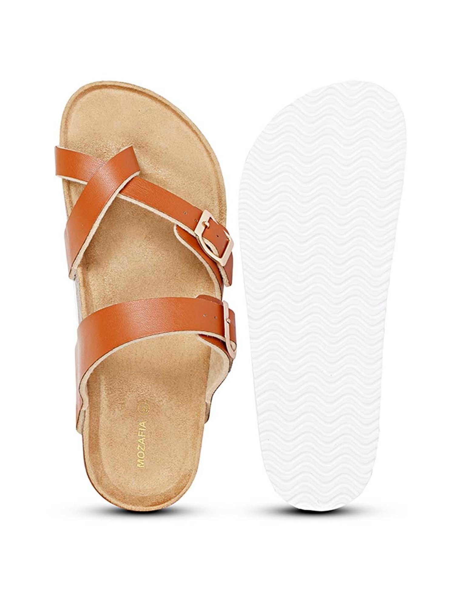Mozafia Women's Tan Toe Ring Sandals