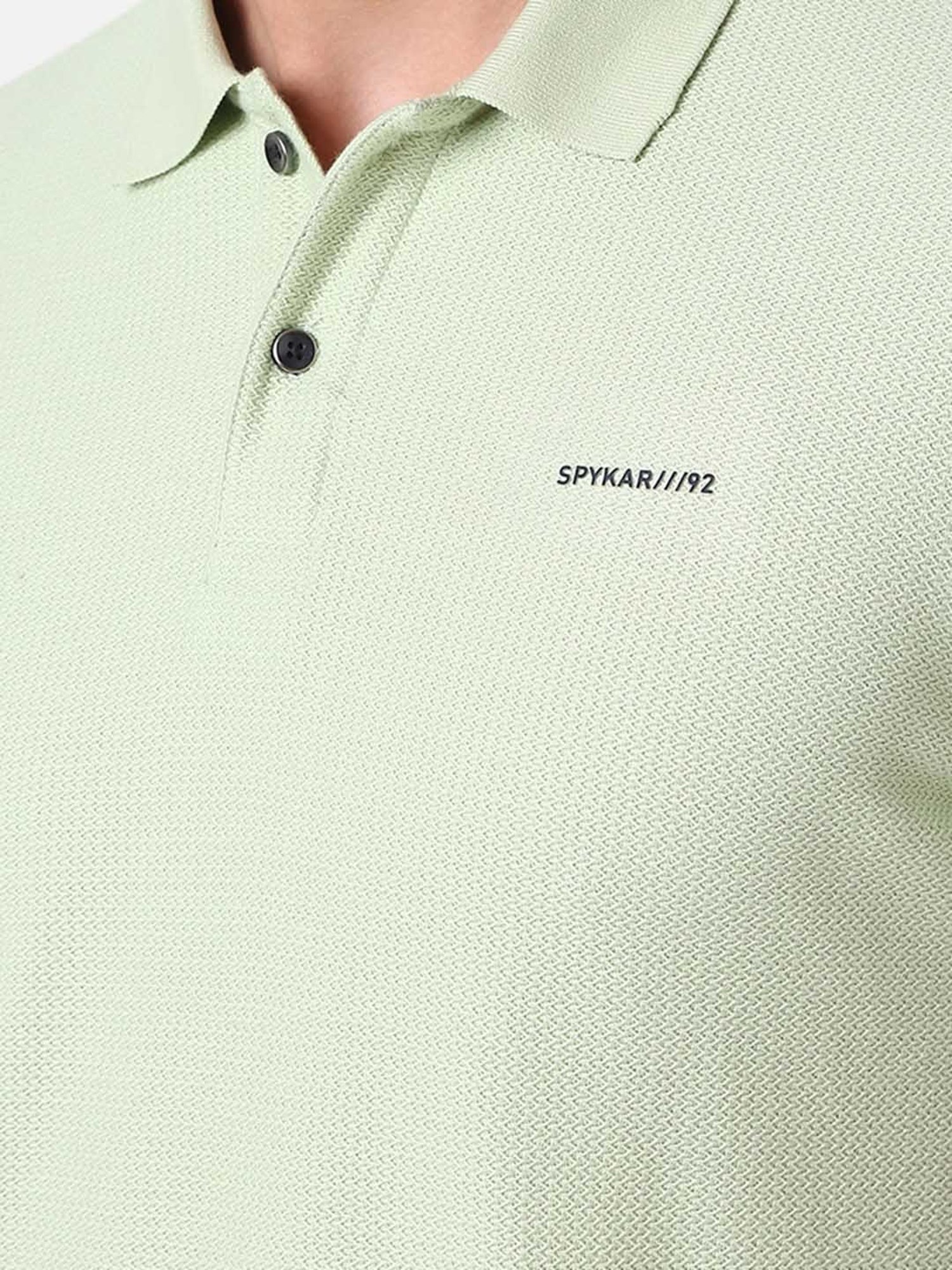 Spykar Mint Green Slim Fit Polo T-Shirt