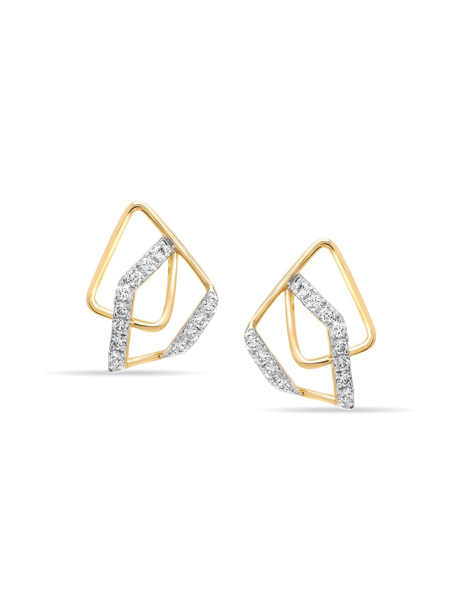 Mia by Tanishq Nature's Finest 14k Gold Radiant Curves Diamond Stud Earrrings for Women