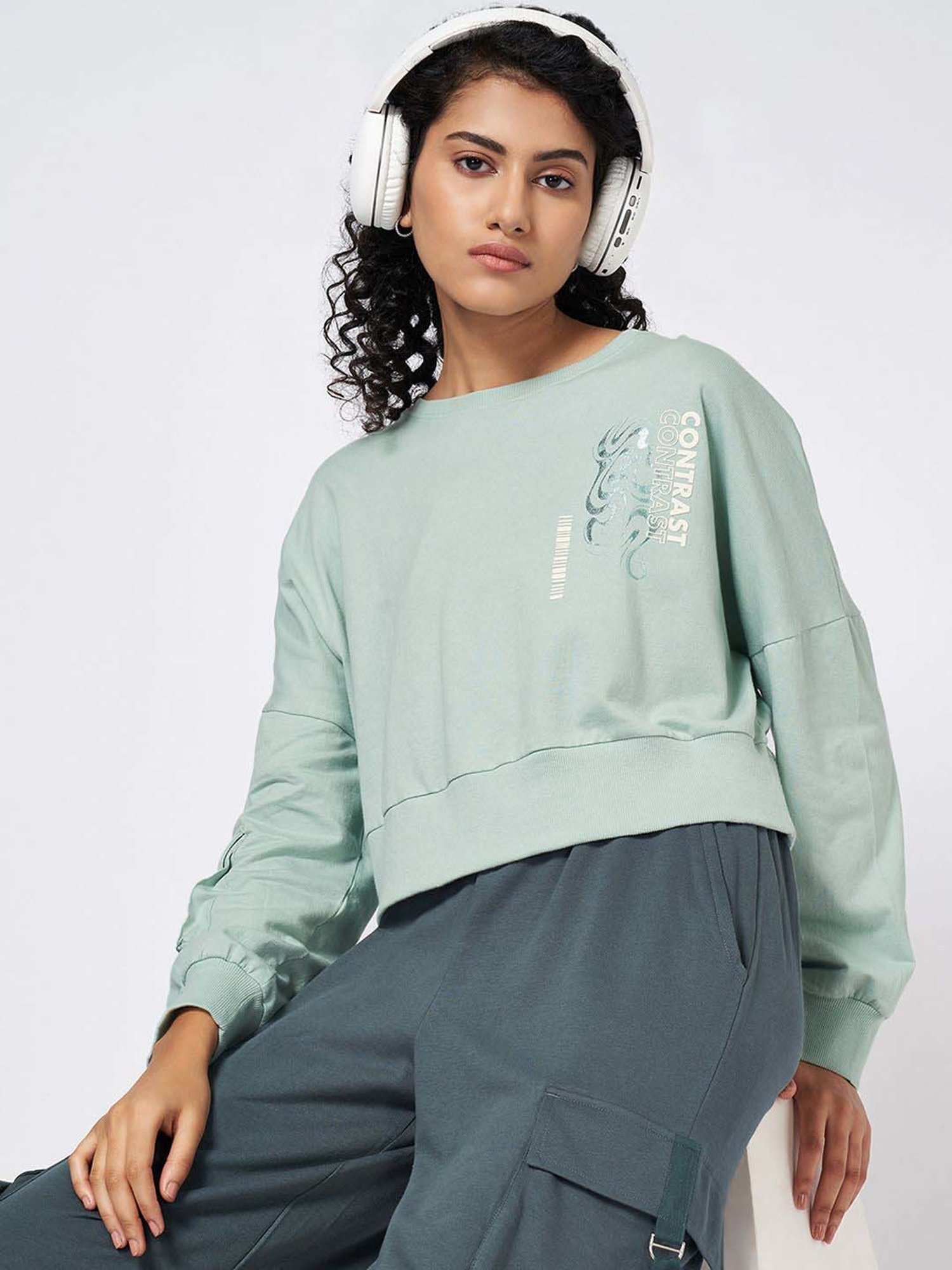 Ajile by Pantaloons Green Cotton Printed T-Shirt