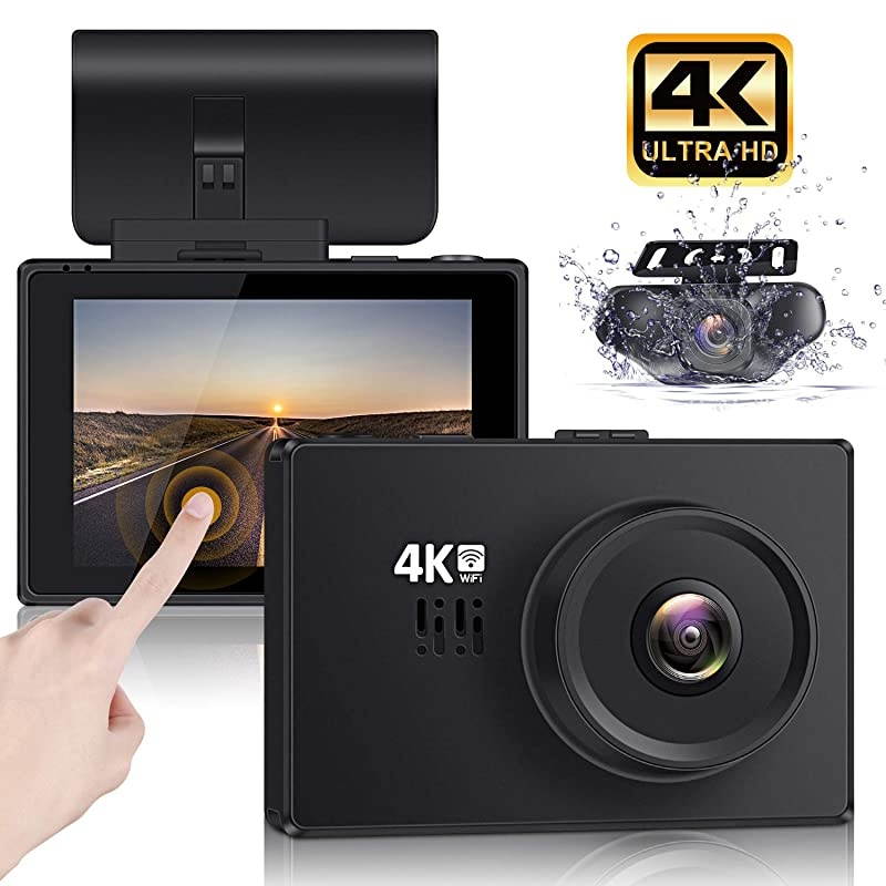 Dual Dash Cam 4K Front and Rear Car Camera 1080P+1080P, 3" OLED Touch Screen WiFi GPS Night Mode 150&deg;, Parking Mode, Time Lapse, WDR, G-Sensor, Loop Recording for Cars, Trucks