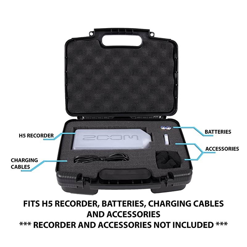 Portable Recorder Carrying Travel Hard Case with Dense Foam fits Zoom DAt Recorder H1 H2N H5 H4N H6 F8 Q8 Handy Music Recorders Charger Mic Tripod Adapter and Accessories