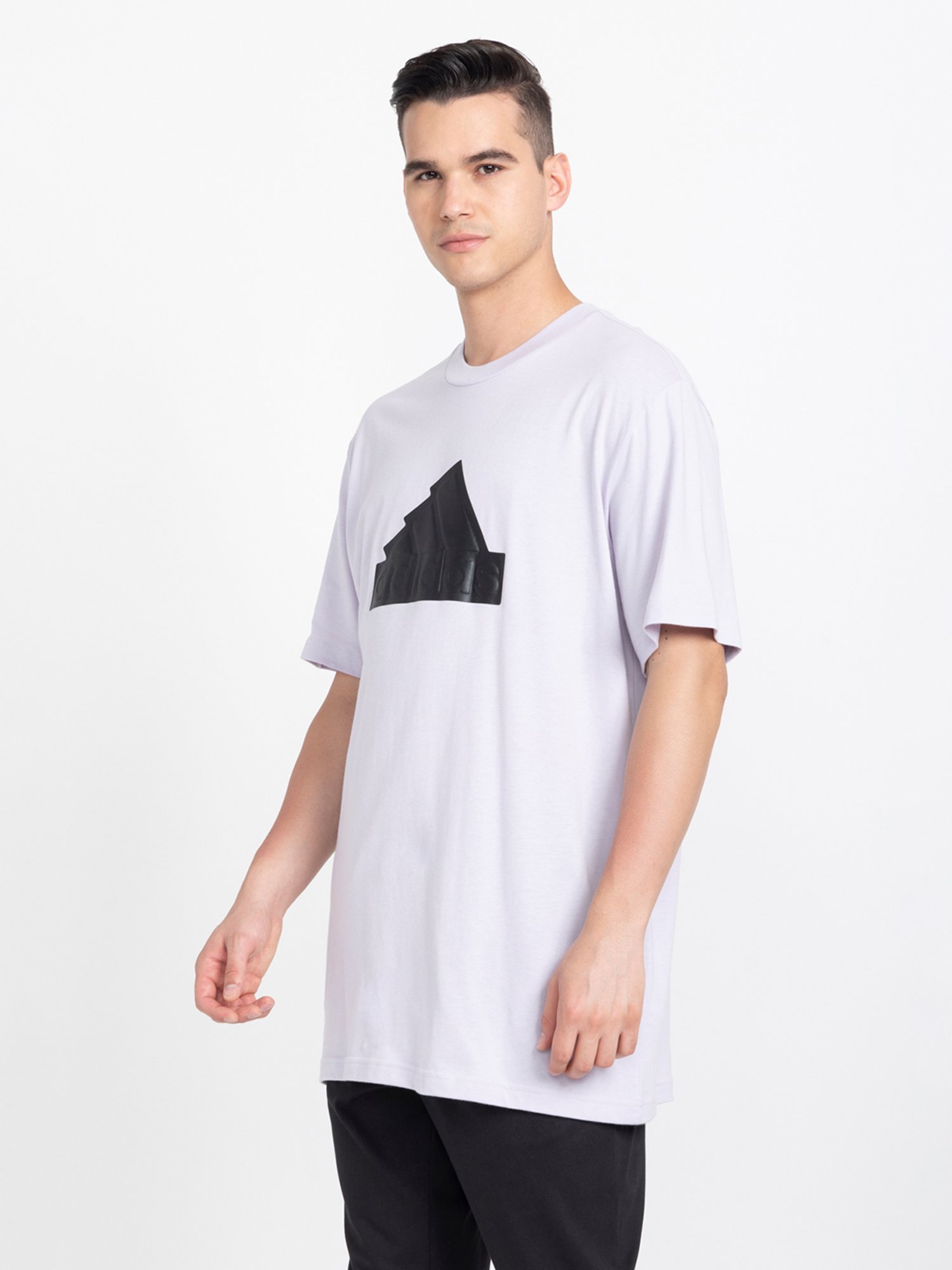 adidas Light Purple Loose Fit Future Icons Cotton Crew T-Shirt