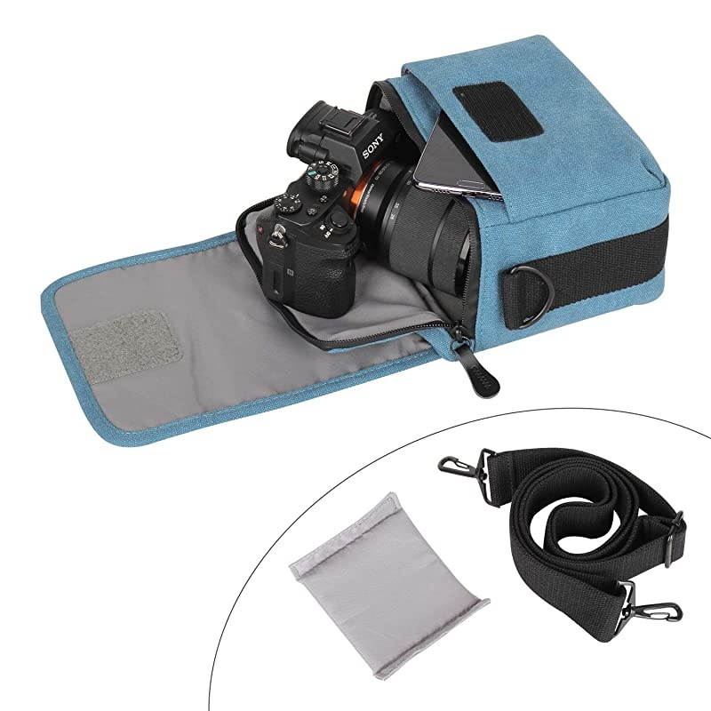 Mirrorless Camera Shoulder Bag Small Messenger Case Compact Waist Bag Waterproof Compatible for Canon EOS M10 M6 M2 Mrak M50 M100 Nikon P600 D5100 D5300 Sony RX10M3 Olympus E-M10 (Baby Blue)