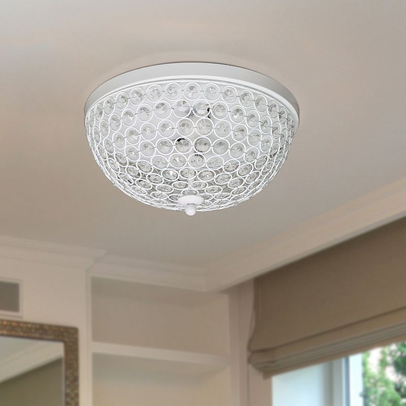 (2pk) 13" Elipse Crystal Flush Mount Ceiling Light White - Elegant Designs