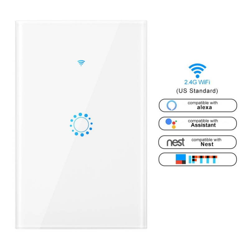 Smart Switch 3 Gang WiFi Light Switches in Tempered Glass Touch Panel by Tuya/Smart Life APP Compatibles with Alexa, Google Home and IFTTT,No Hub Required (Black)