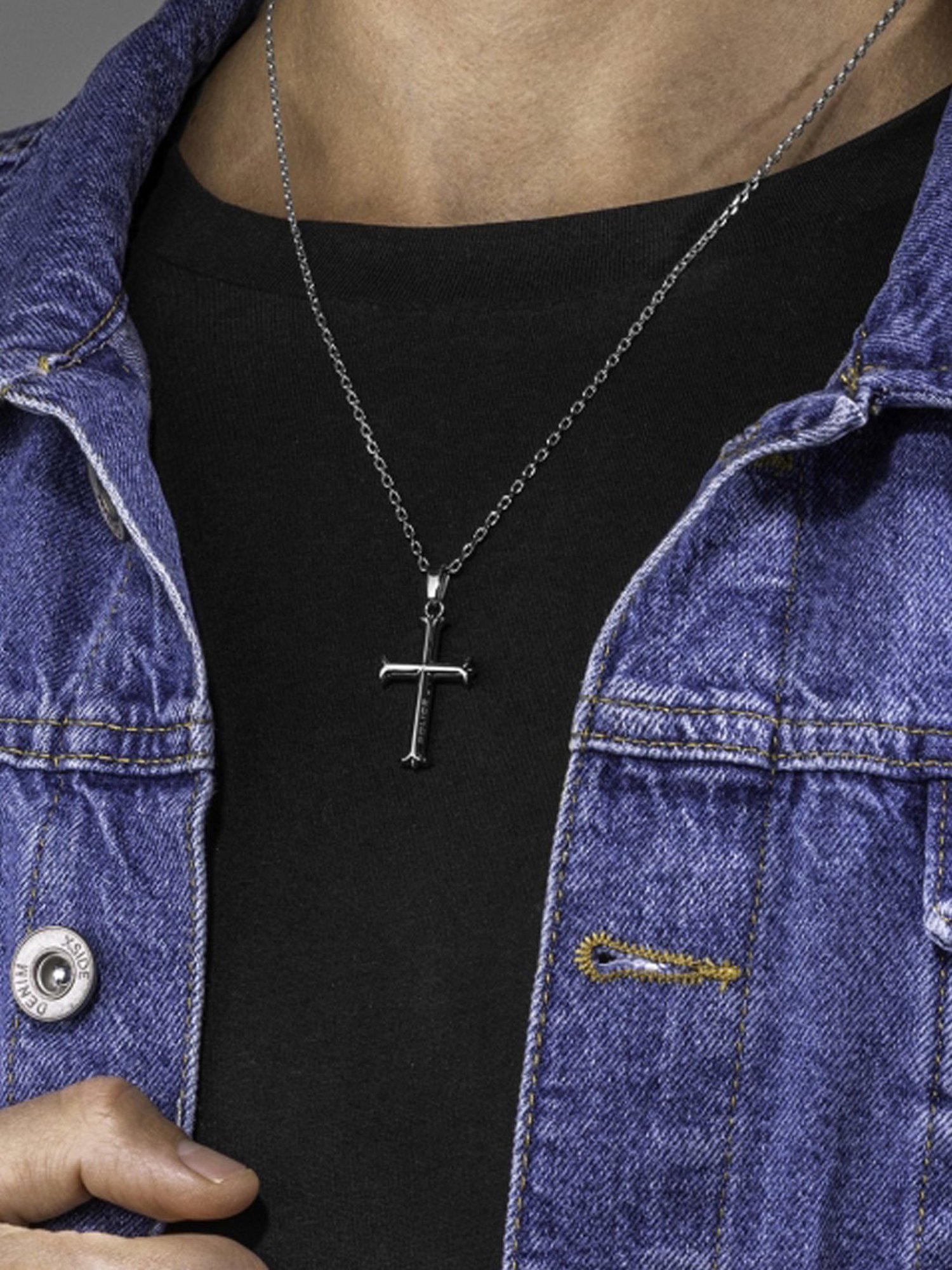 Police Fleshy Shiny Stainless Steel Chain Bracelet for Men