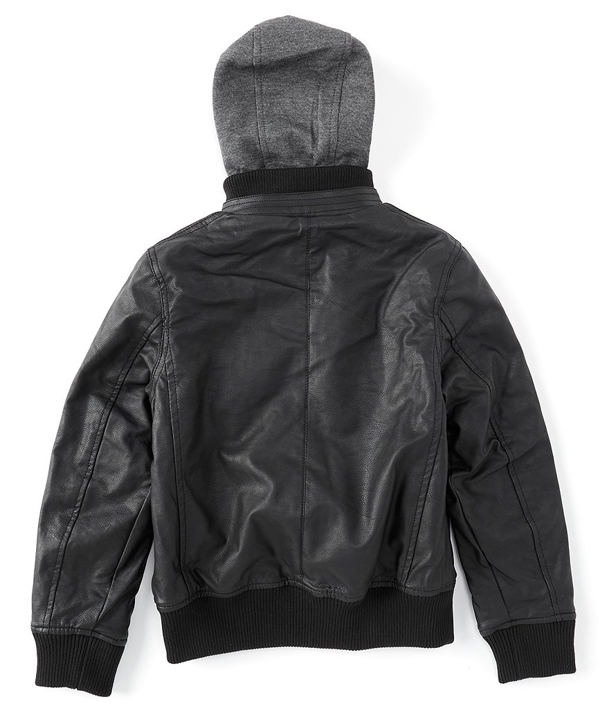 First Wave Big Boys 8-20 Pleather Hooded Bomber Jacket