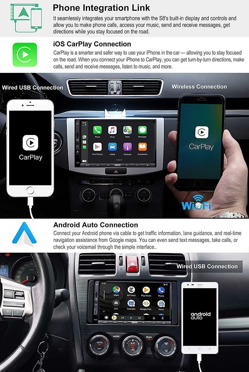 [Flagship] ATOTO S8 in-Dash Android Car NavigationStereo, S8 Ultra S8G2A78U (N), Dual Bluetooth w/aptX HD, Wireless Phone Link, Gesture Control, Built-in 4G Cellular Modem, Support 512GB SD and More