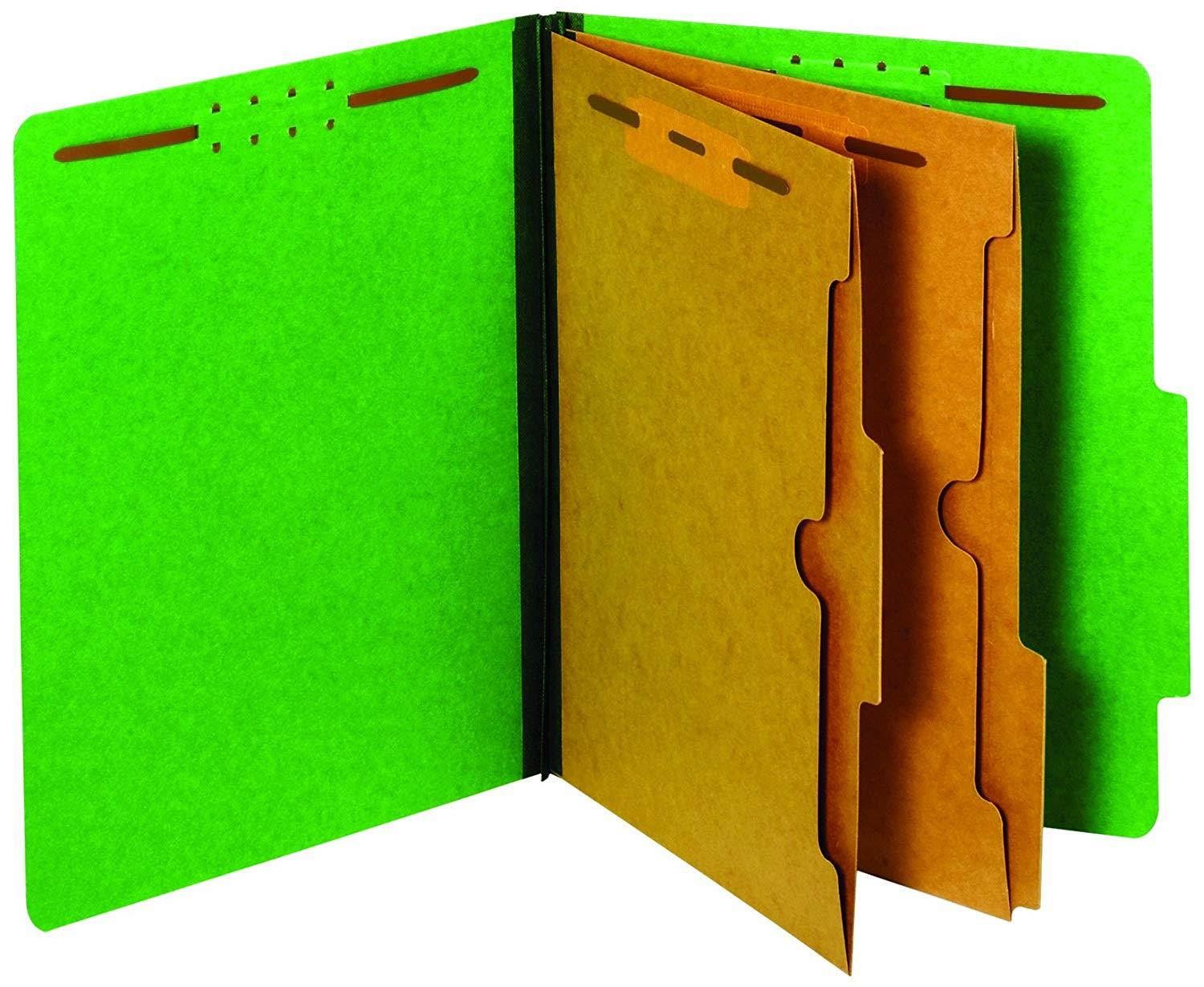 Pendaflex Classification Folders, Standard, 2 Pocket Dividers, Embedded Fasteners, 2/5 Cut Tab, Dark Green, Letter Size, 10/BX (24083P)