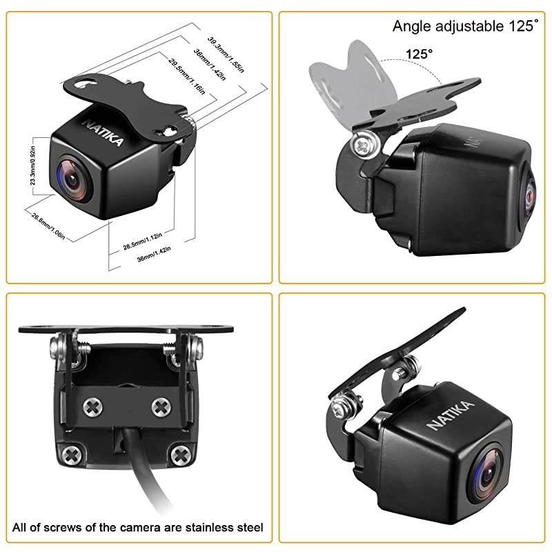 720P BackupFront View Camera IP69K Waterproof Starlight Night Vision High Definition and Super Wide Angle Reverse Rear View Backup Camera for Cars Jeep Trucks SUV RV Van