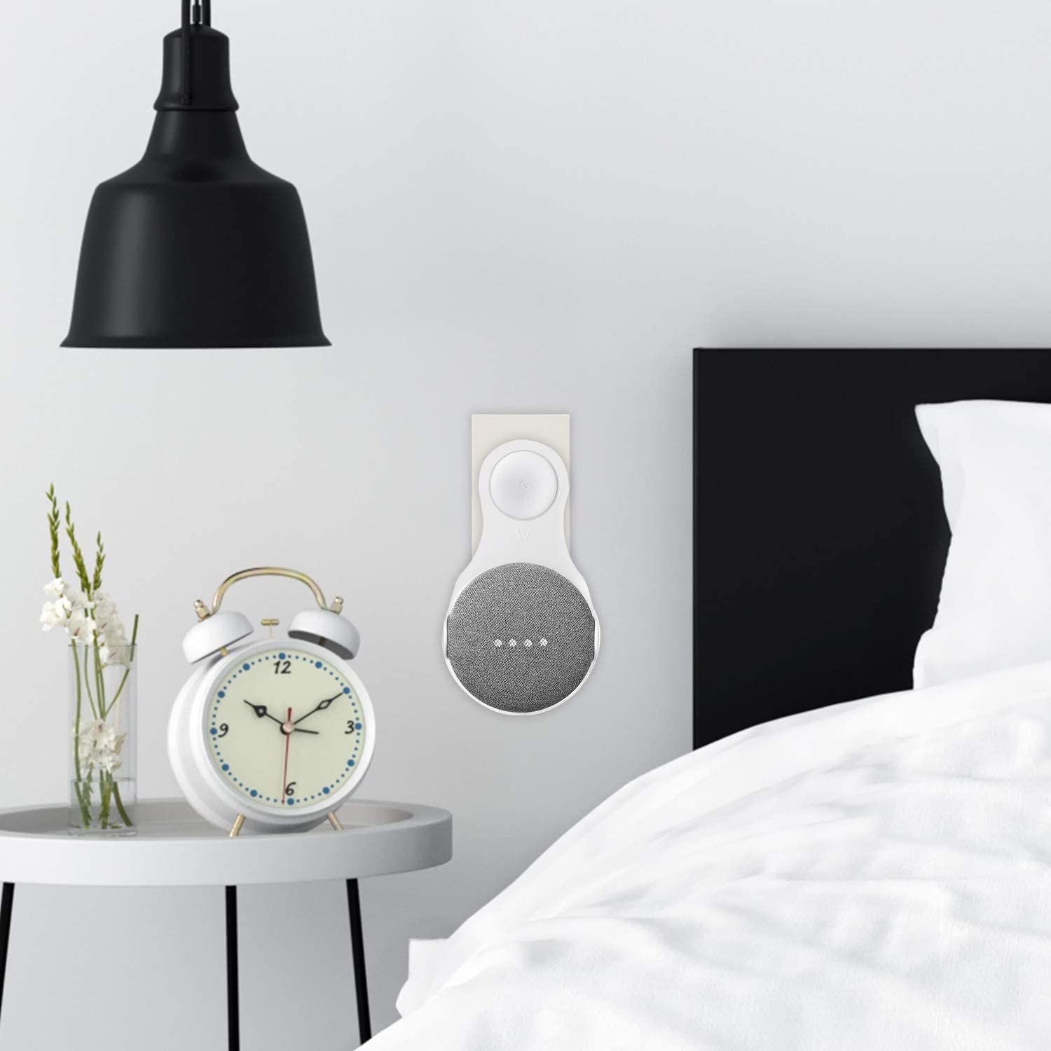 Wasserstein AC Outlet Mount for Google Nest Mini and Google Home Mini - Flexible Mounting for Your Speaker (1 Pack, White)