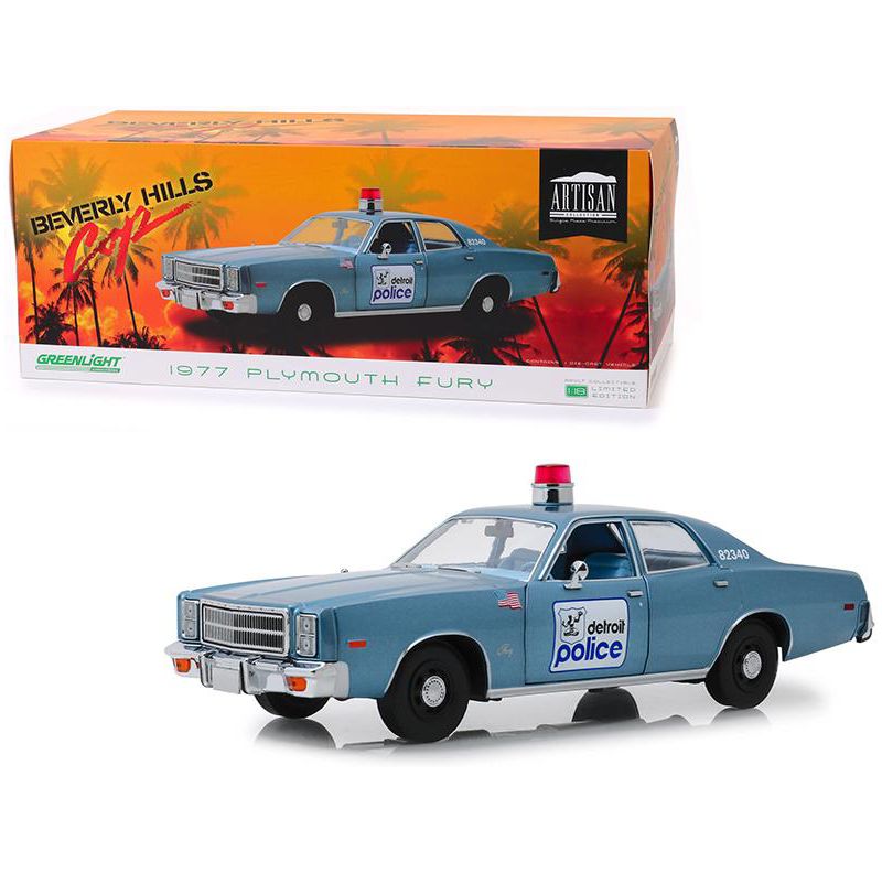 1977 Plymouth Fury Blue "Detroit Police" "Beverly Hills Cop" (1984) Movie 1/18 Diecast Model Car by Greenlight