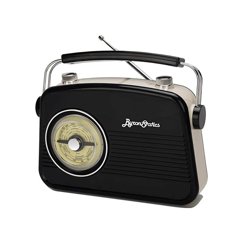 Radios Portable Am FM Analog Large Rotary Dial Swivel Good Sensitivity and Audio External Metal Antenna Knob Switch Removable Power Plug or 15V AA Battery with Headphones Plug Black