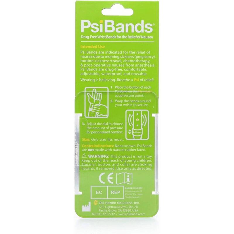 Psi Bands Acupressure Wrist Bands for Nausea Relief - Racer Black