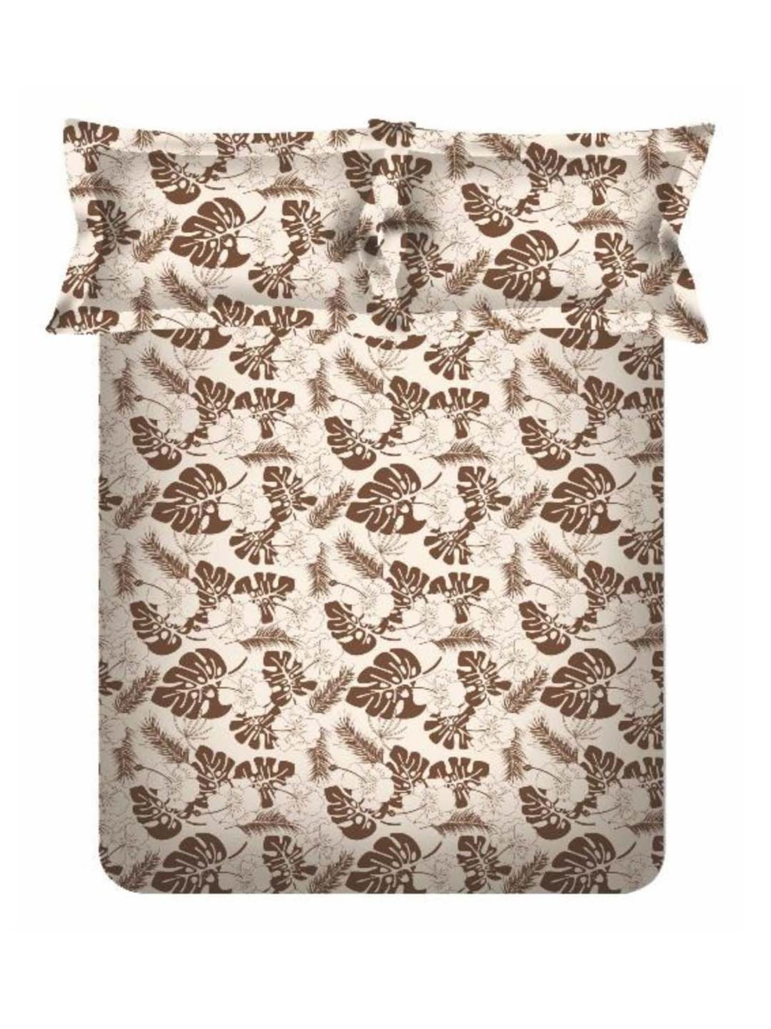 SWHF Beige & Brown Cotton 111 TC Double Bedsheet Sets