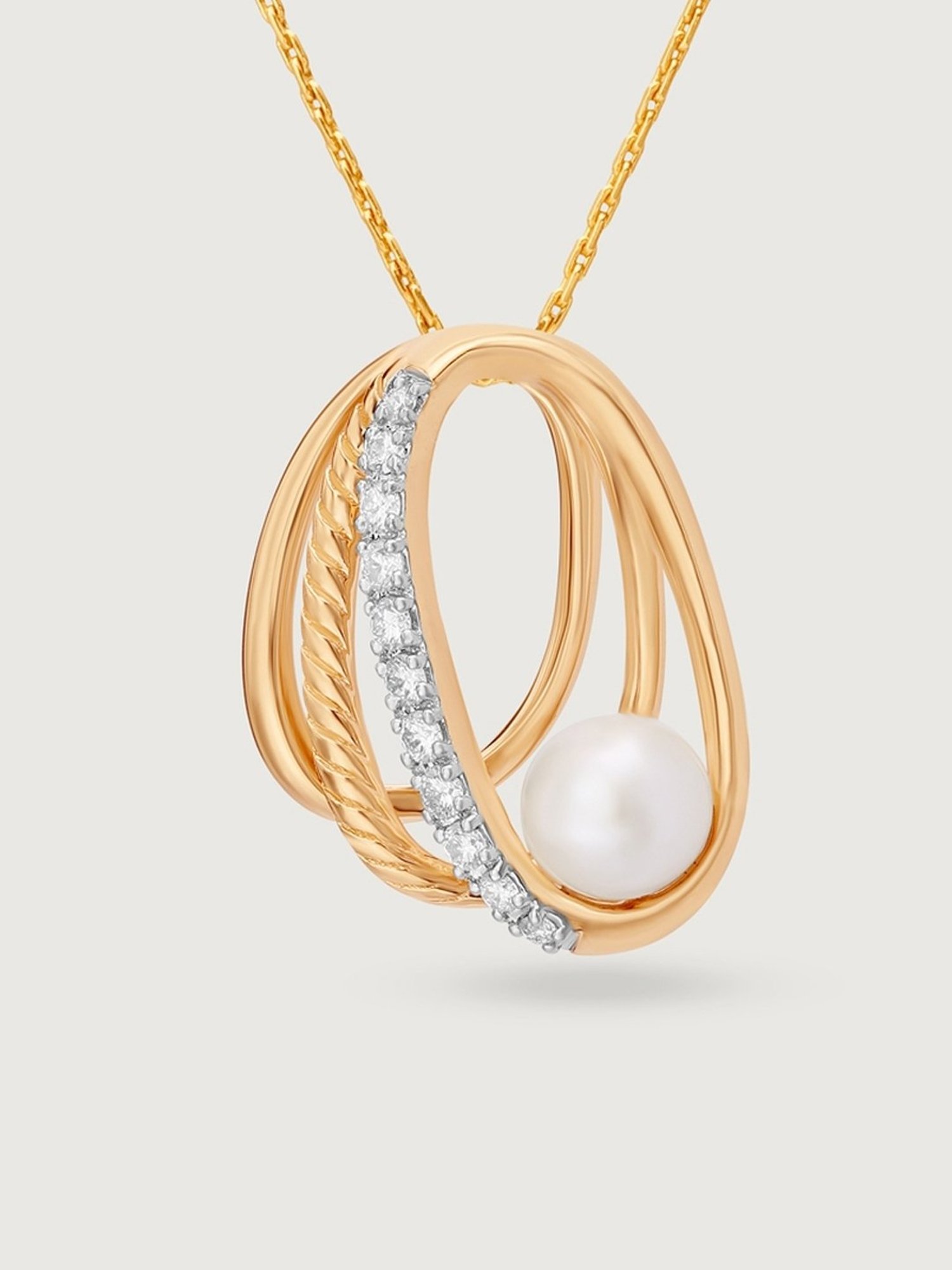 Mia by Tanishq Pretty Cosmic Reverie 14k Gold & Diamond Pearl Pendant