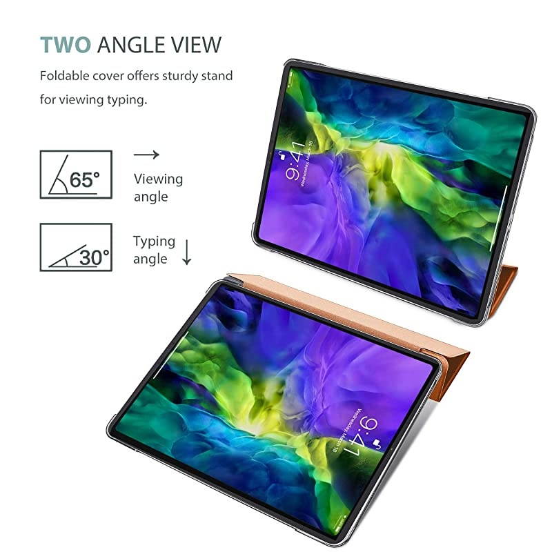 iPad Pro 11 Case 2020 & 2018, Slim Hard Shell Protective Stand Cover for iPad Pro 11 2nd Gen 2020 (Latest Model) & 1st Gen 2018 [Support 2nd Gen Apple Pencil Charging] -Rosegold