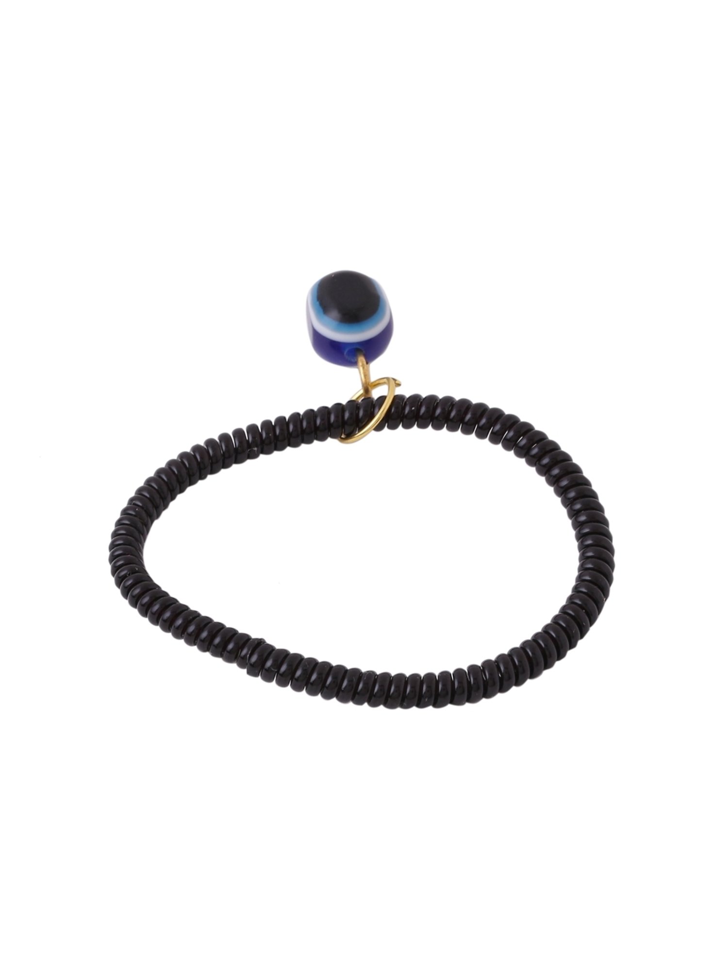 NVR Black Evil Eye Spring Ring Rakhi with Roli Chawal