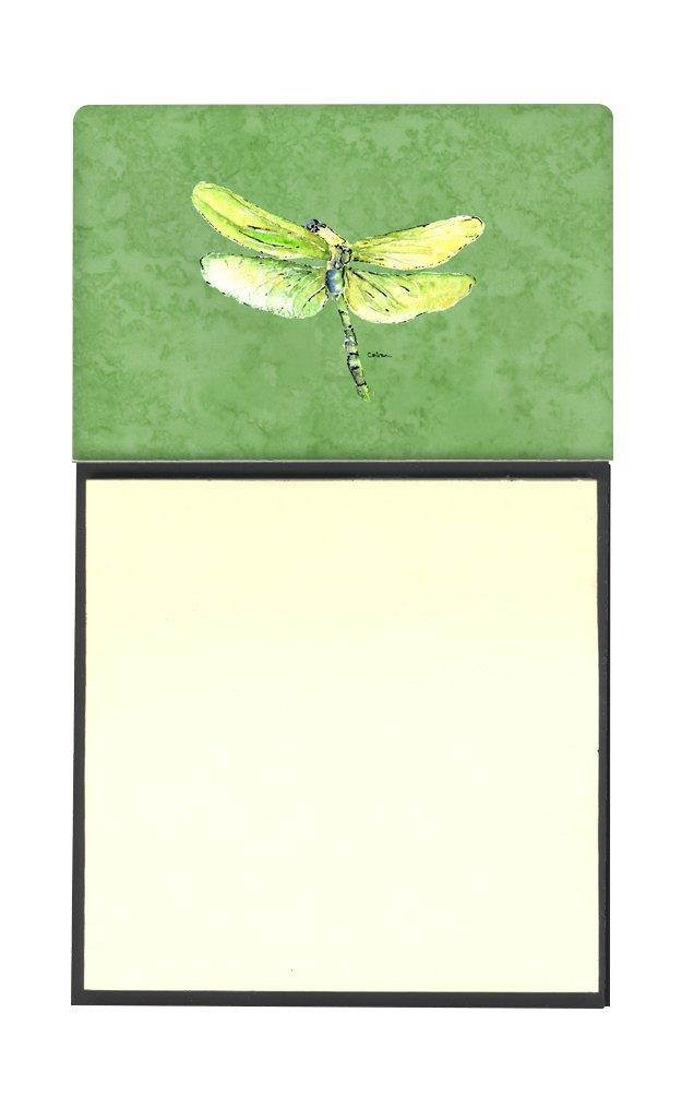 Caroline's Treasures Dragonfly on Avocado Refillable Sticky Note Holder or Postit Note Dispenser, 3.25 by 5.5", Multicolor