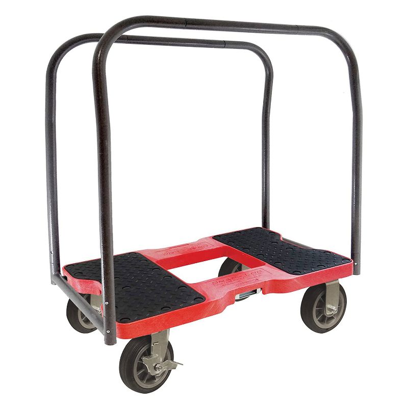 Snap Loc 1,500 lb Capacity All Terrain E Track Panel Cart Dolly Black, Heavy Duty 6 in Solid Rubber Swivel Caster Wheels