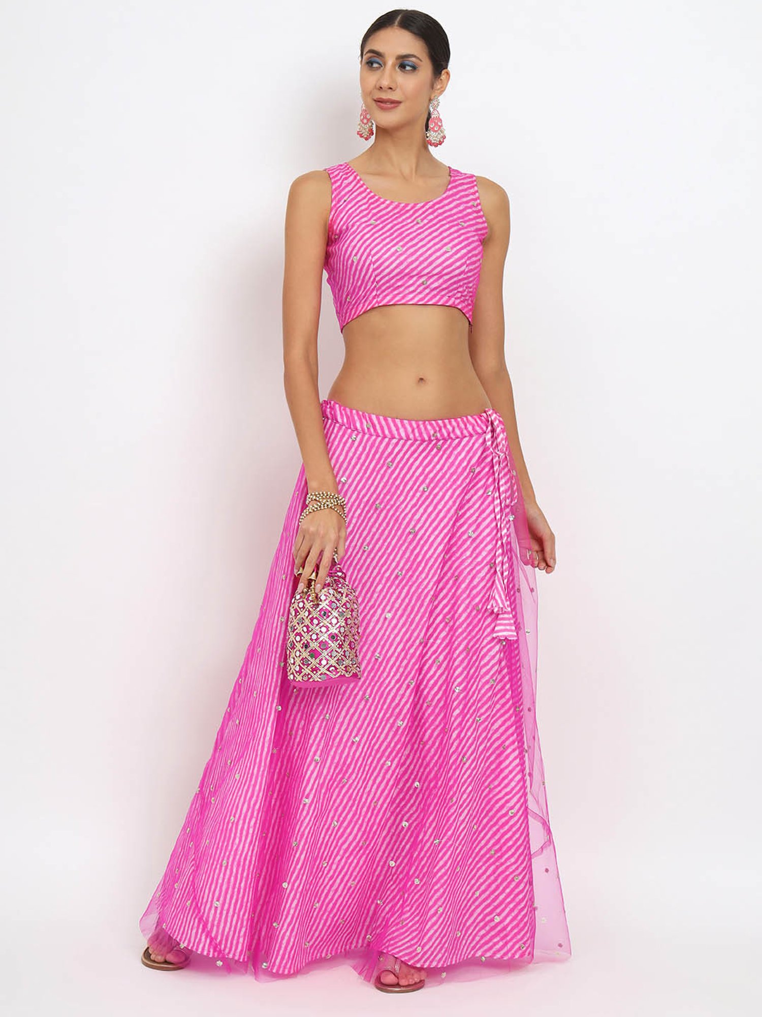 studiorasa Pink Net Printed Skirt