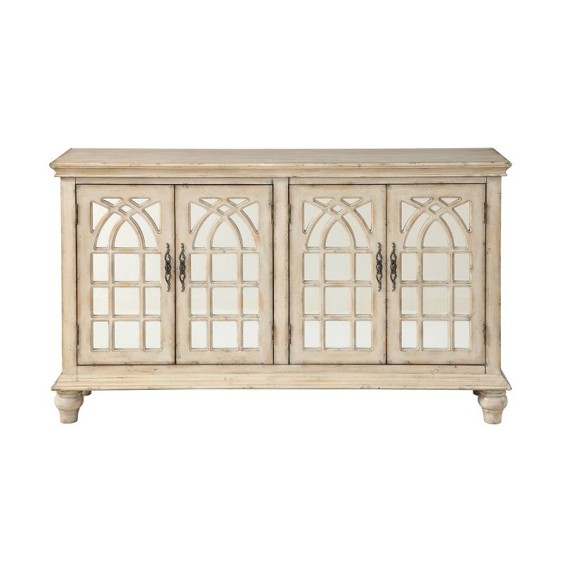 Baskill 4 Door Media Credenza for TVs up to 62" French Cream - Treasure Trove Accents