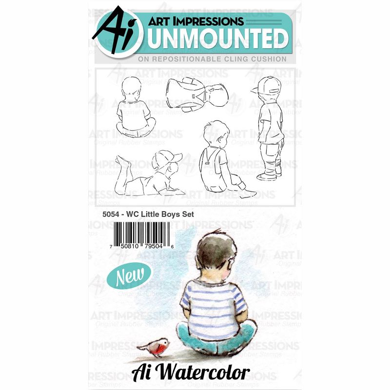 Art Impressions Watercolor Cling Rubber Stamps-Little Boys