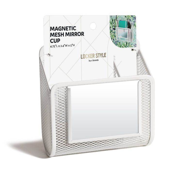 U Brands Magnetic Mesh Mirror Locker Cup - White