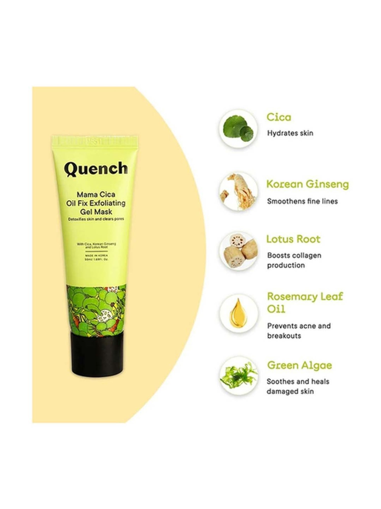 Quench Botanics Mama Cica Oil Fix Exfoliating Gel Mask - 50 ml
