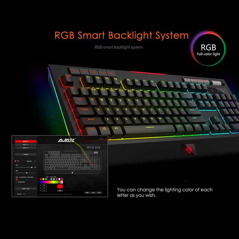 Docooler Mechanical Keyboard USB Wired Gaming Backlit Keyboard with RGB Light Phone Holder Multimedia Roller Programmable 114 Keys for Laptop PC Desktop Computer Gamer Keyboard Ajazz