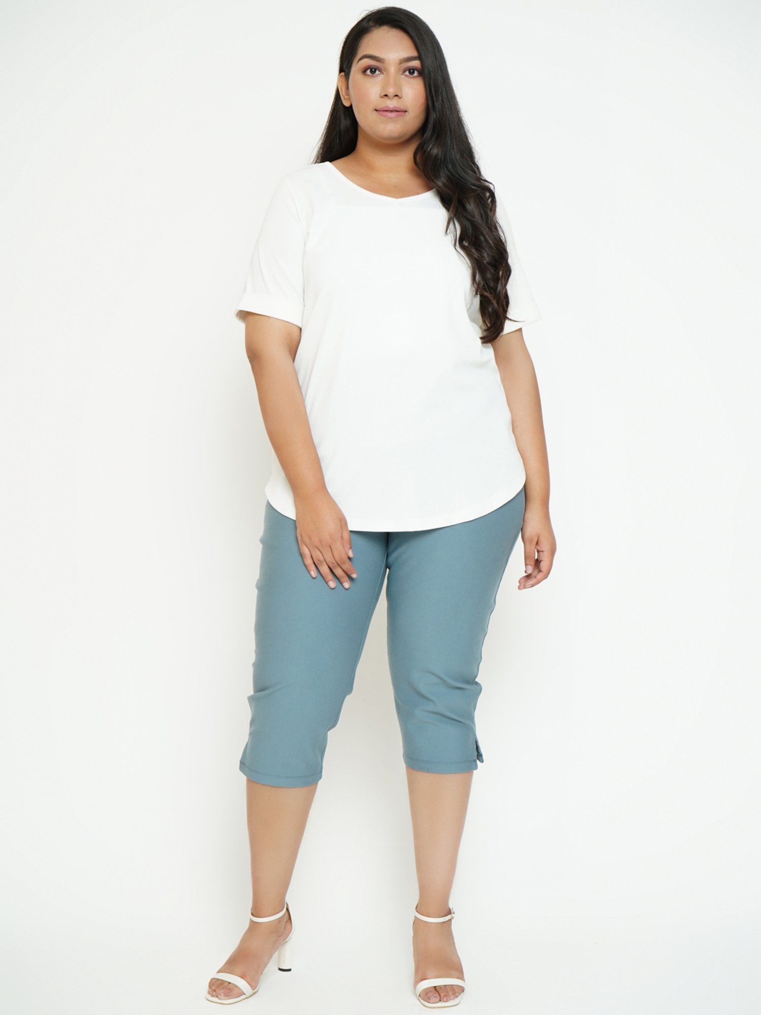 Amydus Blue High Rise Crop Pants