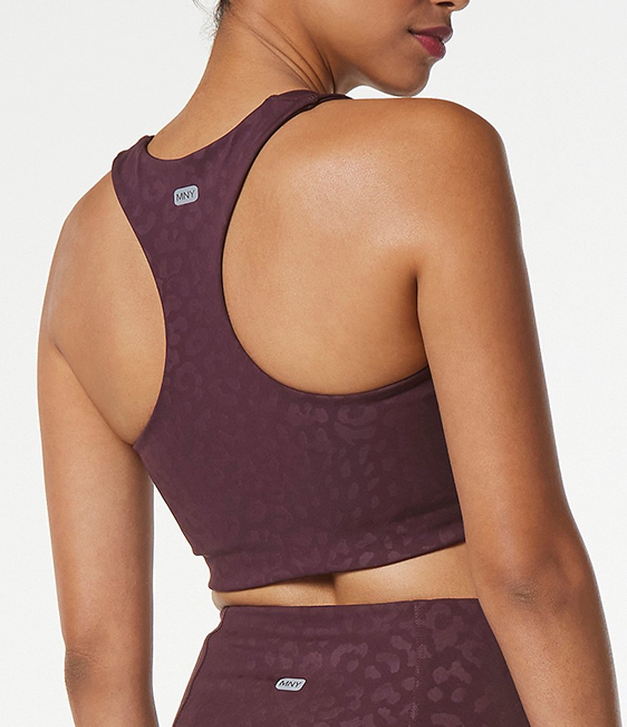 Marc New York Performance Embossed Leopard Print Racerback Crop Bra Tank