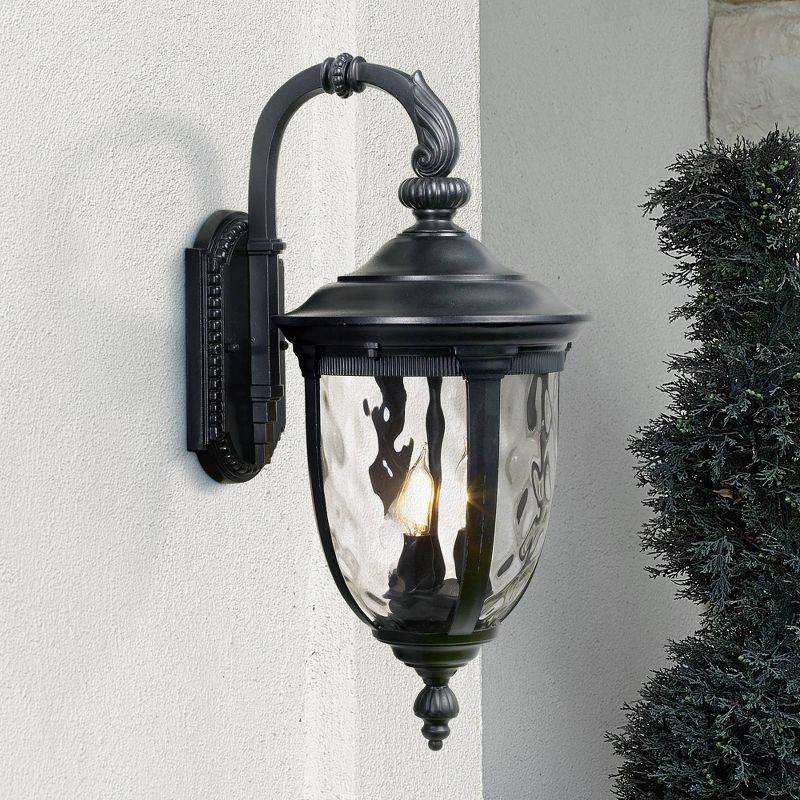 John Timberland Outdoor Wall Light Fixture Textured Black 20 1/2" Hammered Glass Exterior House Patio Porch