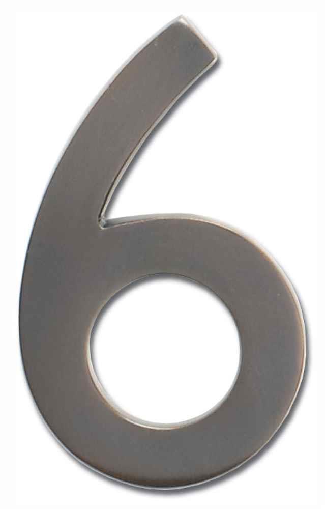 Architectural Mailboxes 3582DC Number 6 Solid Cast Brass 4 inch Floating House Number Dark Aged Copper "6"