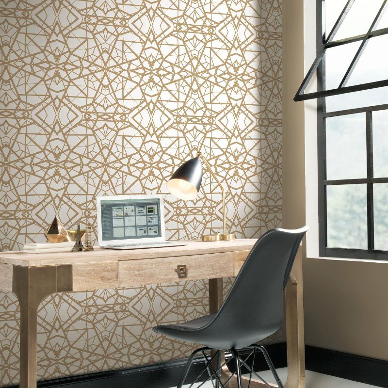 RoomMates Shatter Geometric Peel & Stick Wallpaper White/Gold