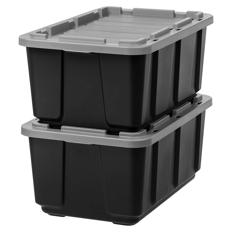 Sterilite 19434303 120 Quart Clear Plastic Storage Container Box and Lid with Blue Latches and Wheels (3 Pack)