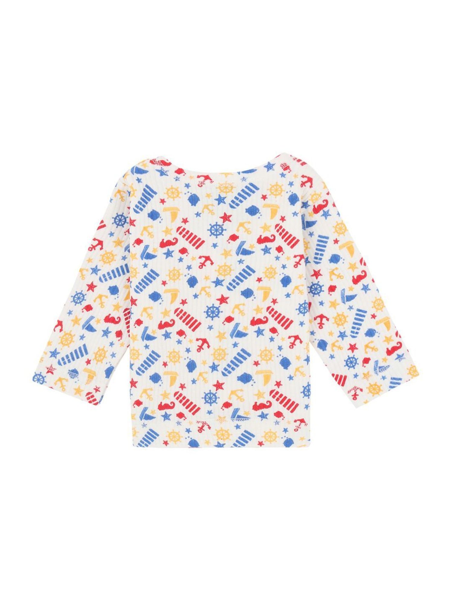 Bodycare Kids White & Red Cotton Printed Full Sleeves T-Shirt Set