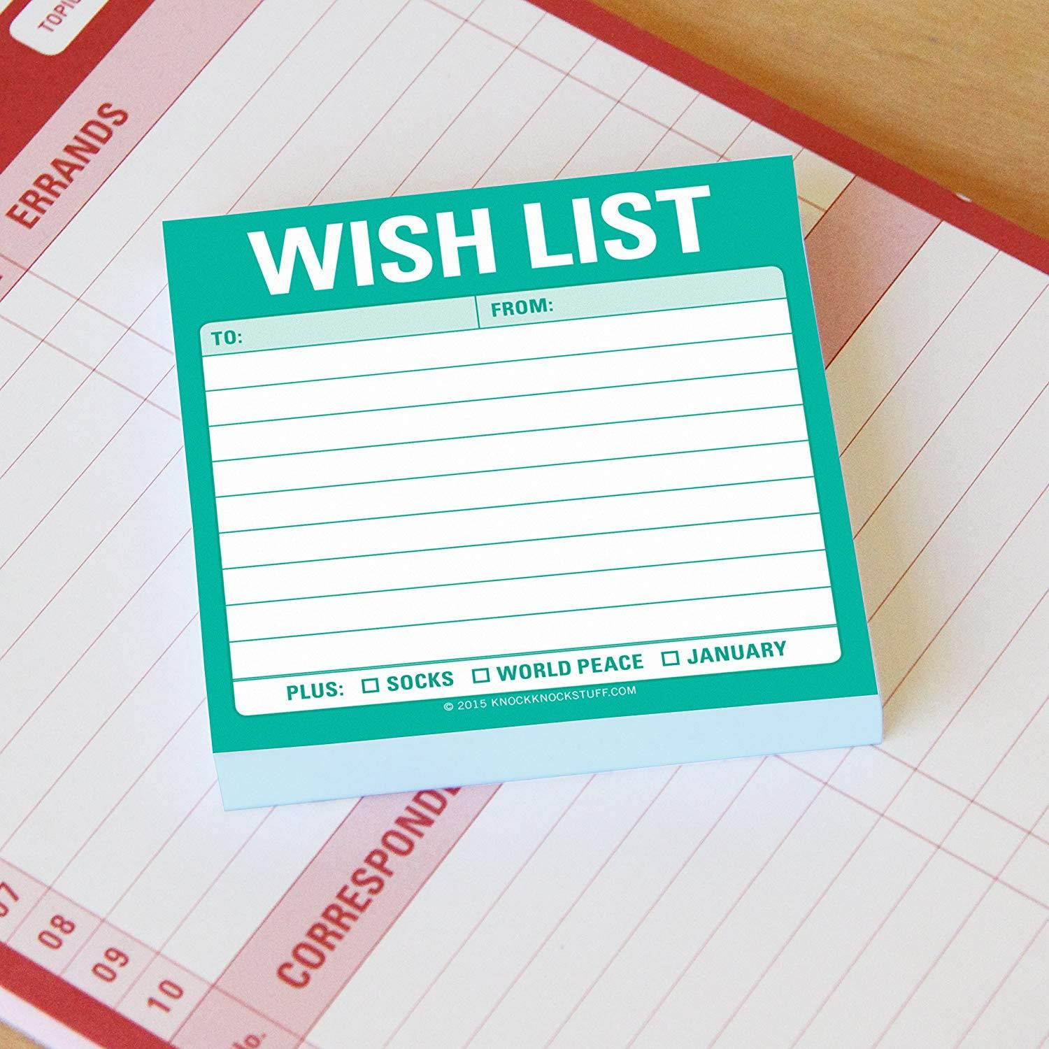 Knock Knock Sticky Note Pad, Wish List (12474)