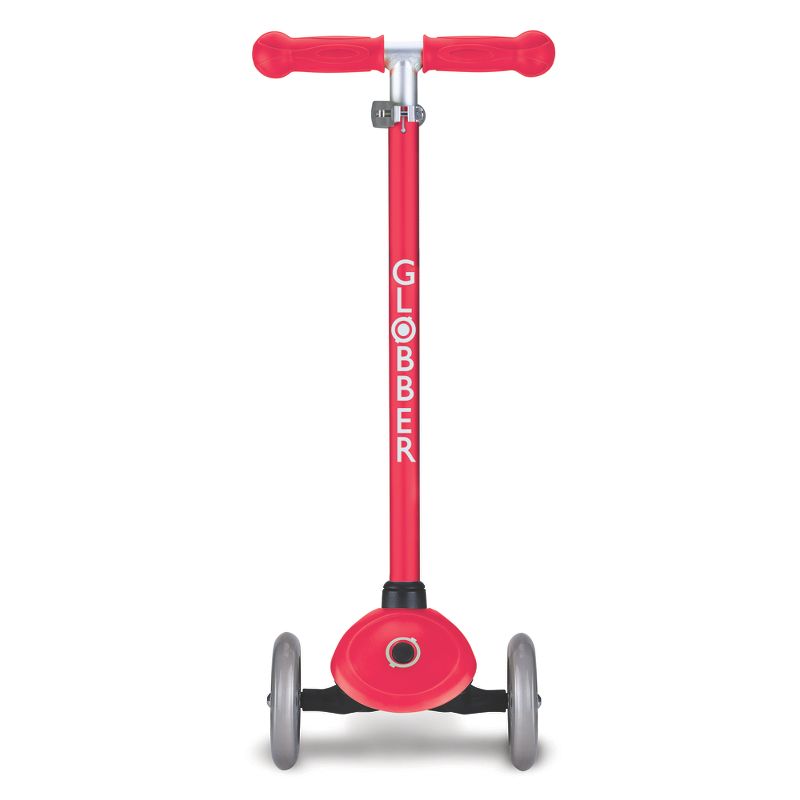 Globber Primo 3-Wheel Kids Kick Scooter with Adjustable Height and Comfortable Grips for Boys and Girls, Red