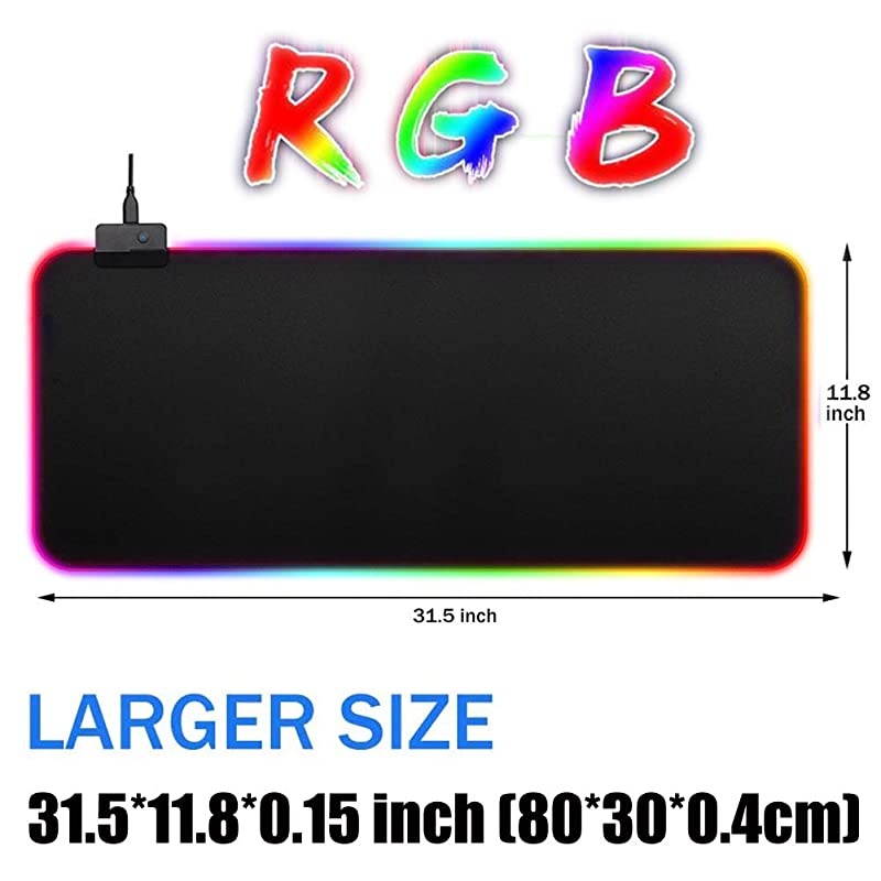 LED Light up Mouse Pad RGB Gaming Mouse Pad with 14 Lighting Modes Glowing Light and Thick Soft Mat NonSlip Rubber Base for Laptop Computer PC Games L315 x 118 inch