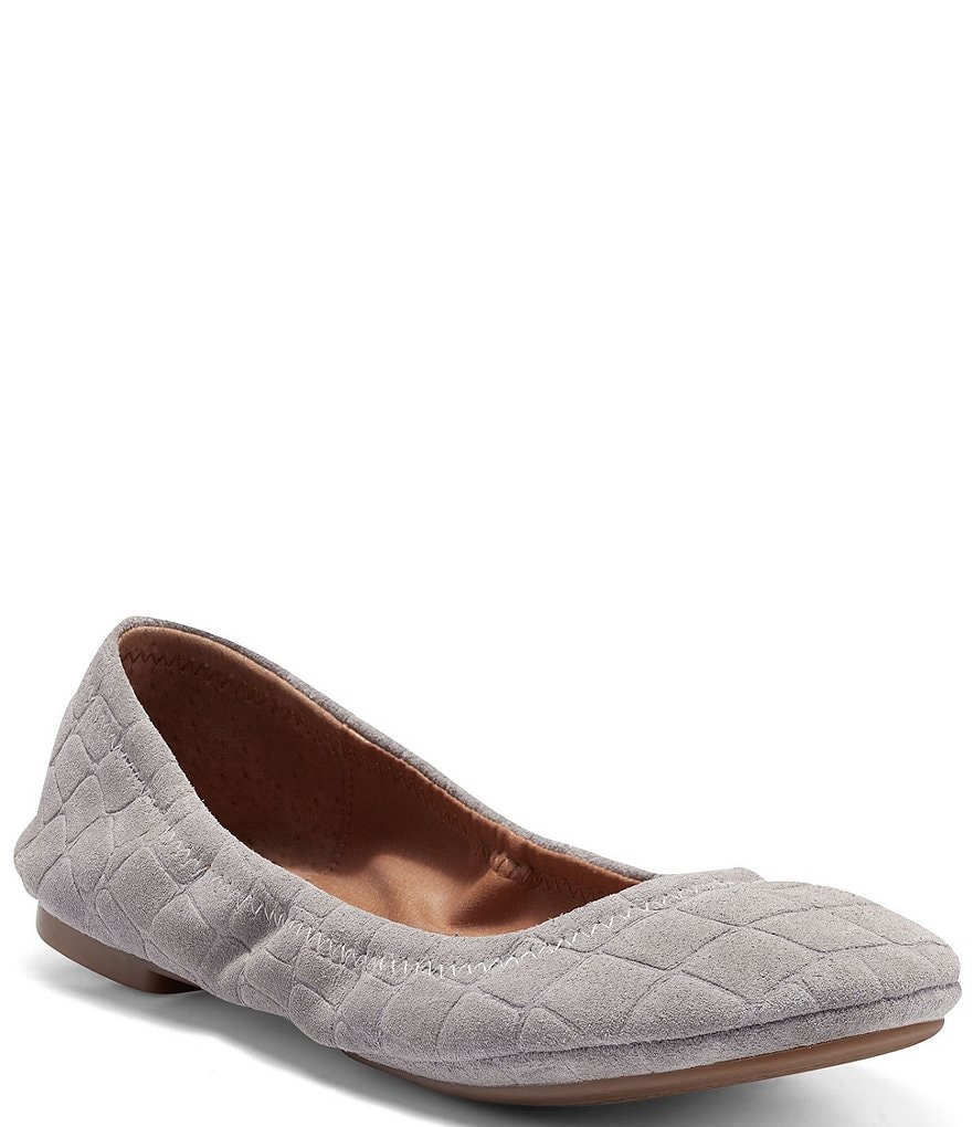 Lucky Brand Emmie Croco Embossed Suede Leather Ballet Flat