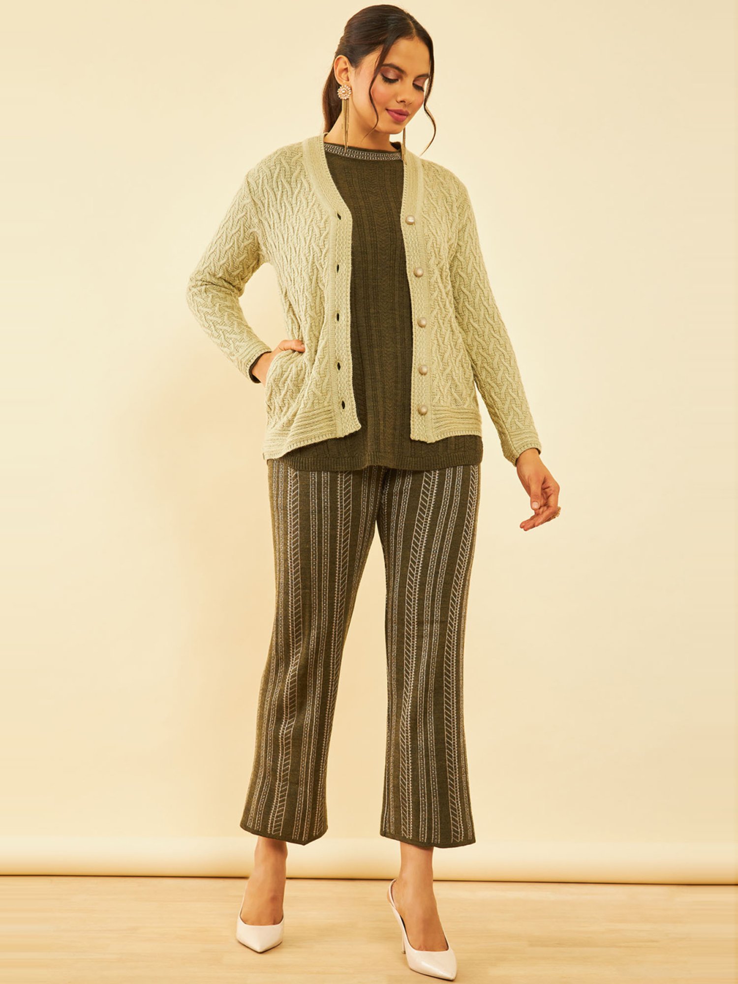 Soch Green Crochet Pattern Cardigan