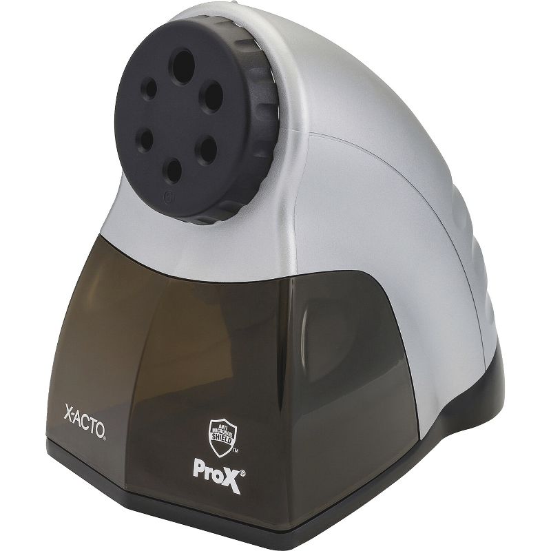 X-ACTO ProX 6-Hole Electric Pencil Sharpener, 9-13/16 x 3-3/8 x 6-1/3 Inches, Silver