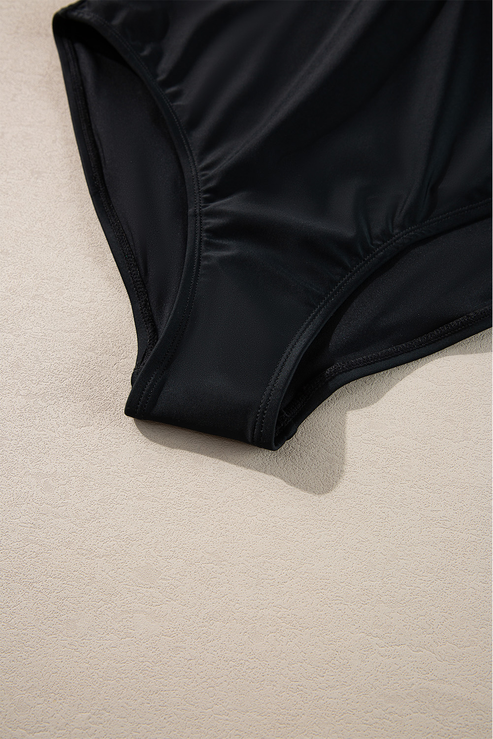 Black Plant Print Zip Front Half Sleeve One Piece Swimsuit