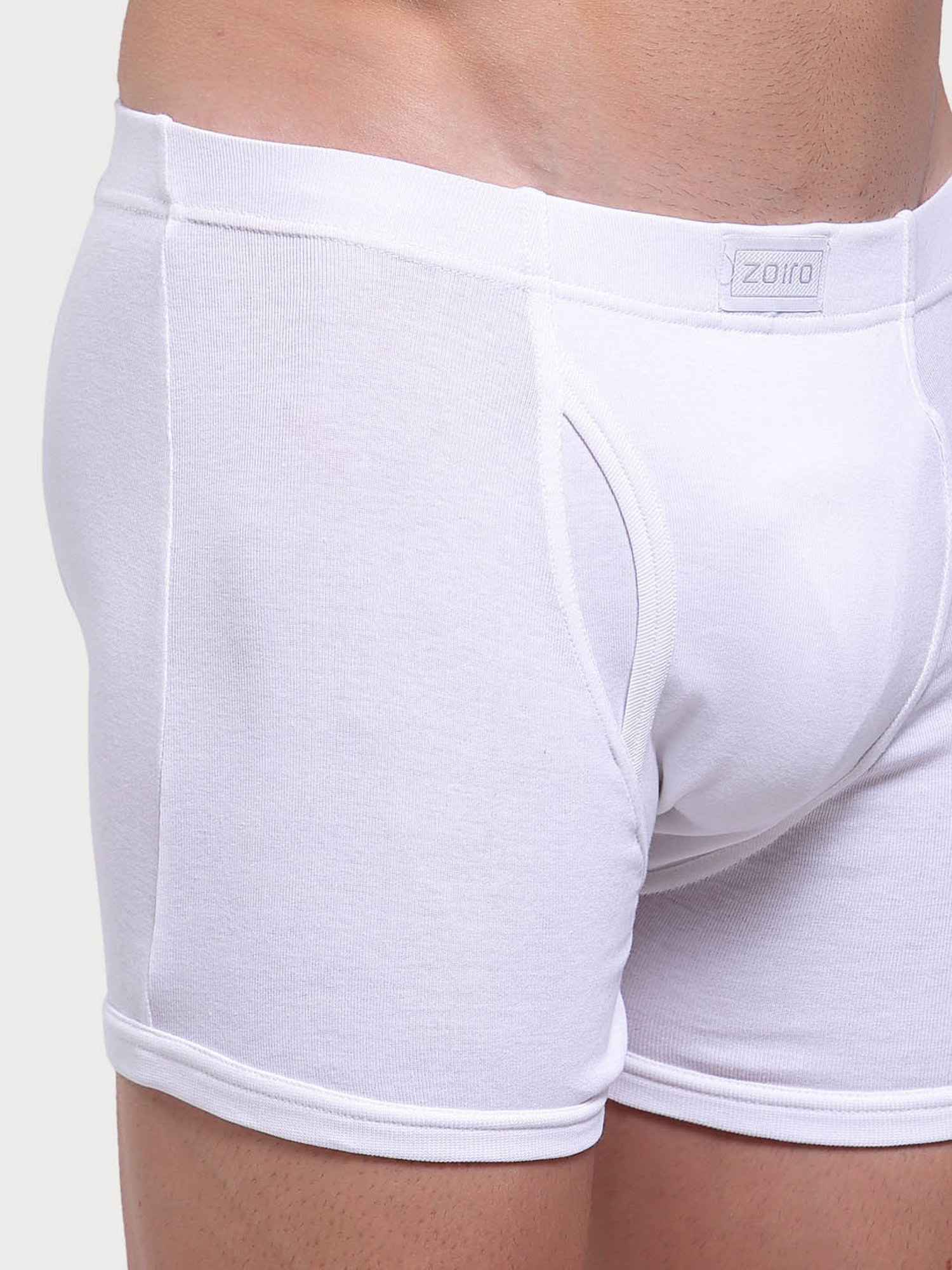 Zoiro White Cotton Regular Fit Trunks - Pack Of 2
