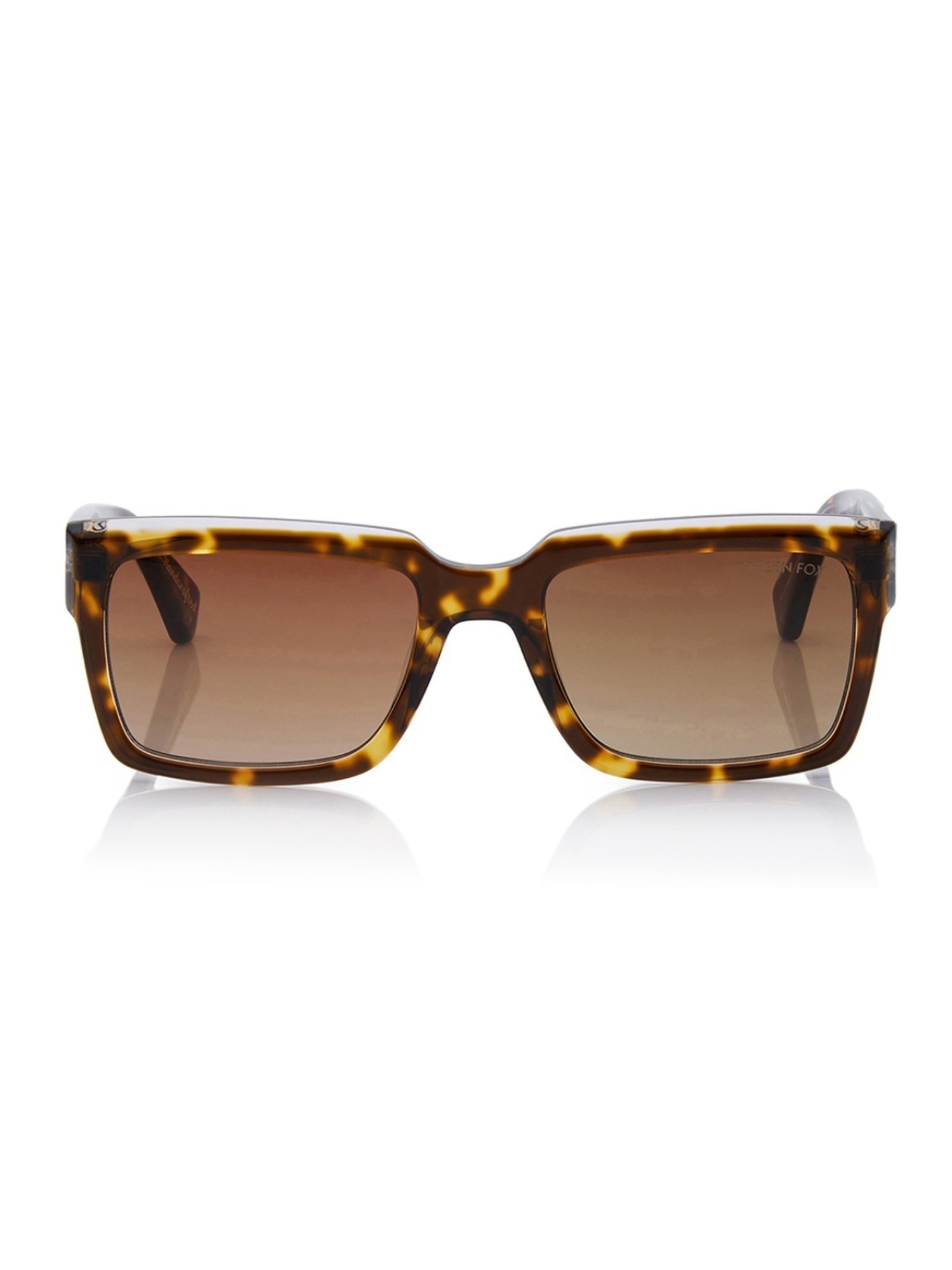 Shisen Fox Kokoro Havana Crystal Rectangular Unisex UV Protection Sunglasses -54 mm